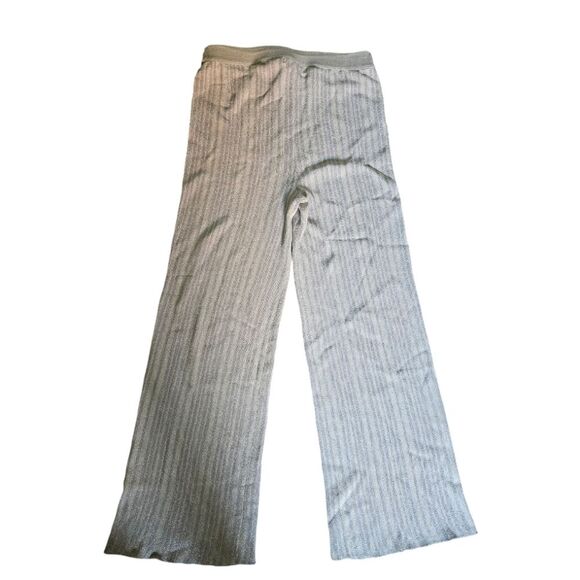 House of Harlow 1960 Ilaria Shimmer Striped Pants Cream Ribbed Palazzo Flare - Picture 9 of 10